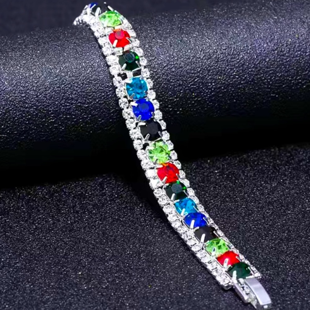 Multicolored Swarovski Elements Tennis Bracelet